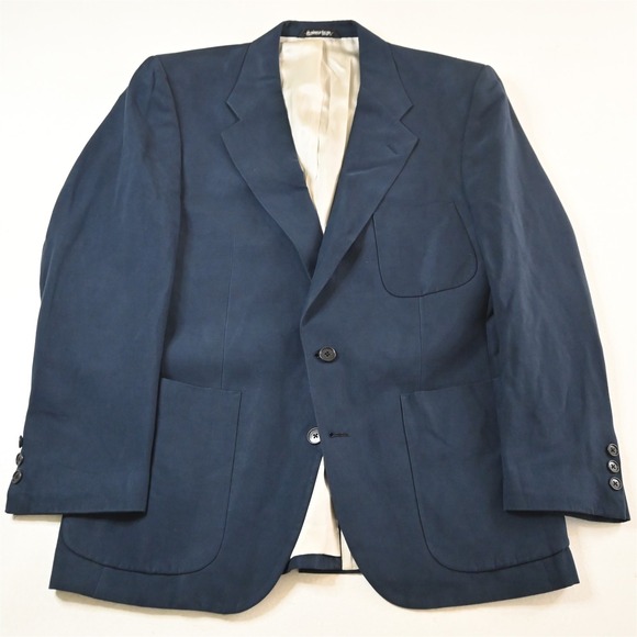 Vtg‎ USA Made Christian Dior 42R Navy Blue Sueded Mens Blazer Jacket Sport Coat